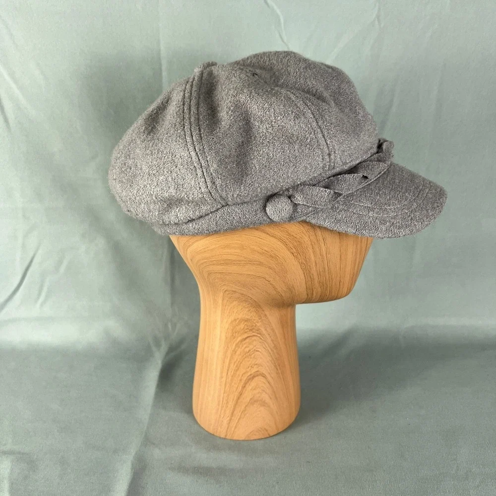Nine West Newsboy Hat Women One Size Gray Braided Flat Cabbie Winter Outdoor